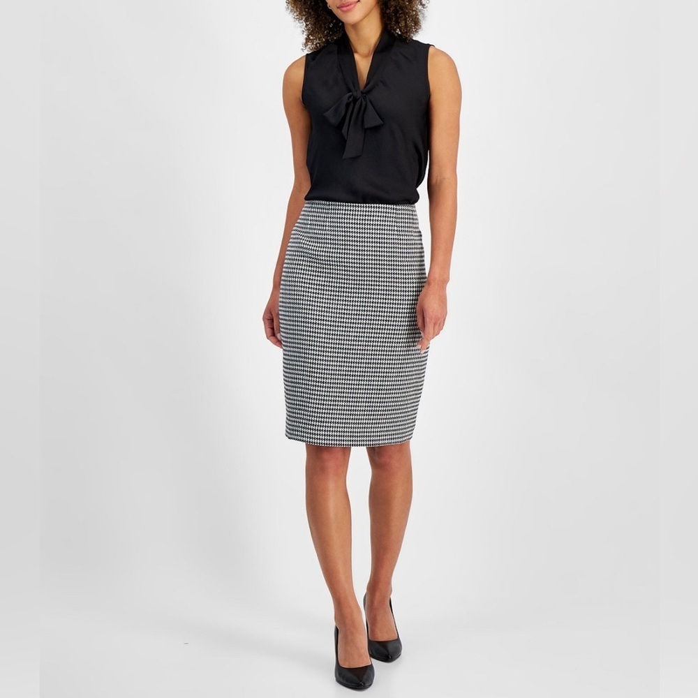 Philippe Adec2 Houndstooth Wool Blend Women’s Plus Size Pencil Skirt Size 14